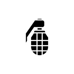 Grenade in black fill silhouette icon. War design element template vector illustration in trendy style. Editable graphic resources for many purposes.
