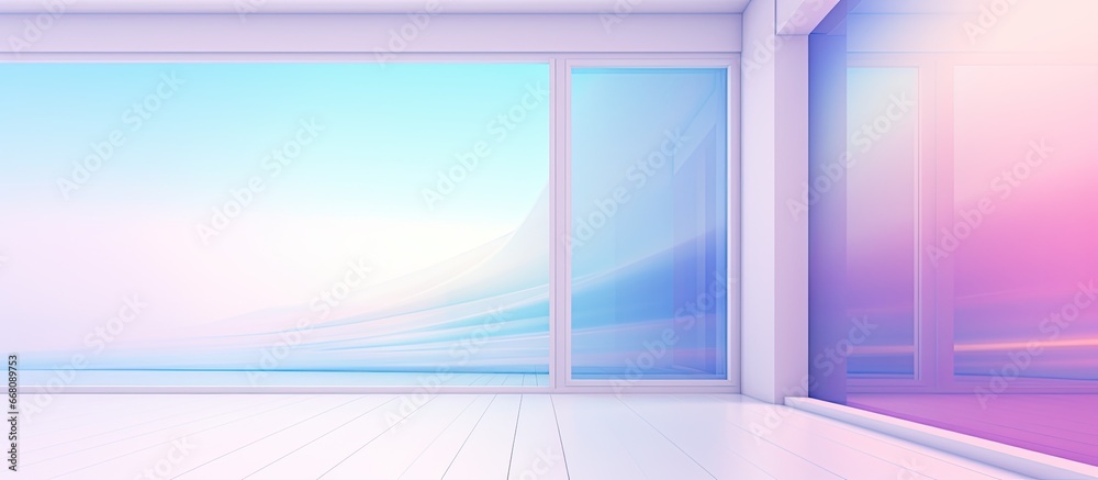 Poster ai rendering of an abstract gradient interior with colored windows