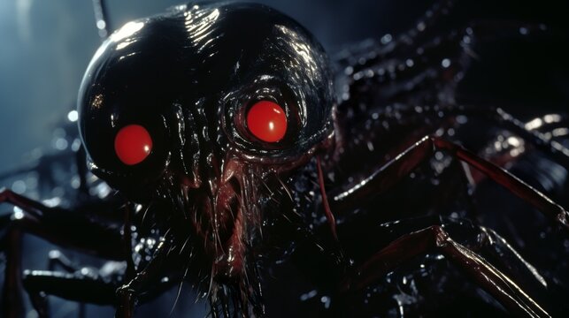 Extraterrestrial alien bloodsucker parasite lifeform horroristic close-up image