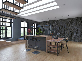 modern kitchen interior.