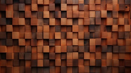 Textured cubic natural wood wall background in contemporary design