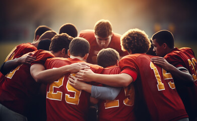 Unity and teamwork within a high school football team as the teenage boys come together. - Powered by Adobe
