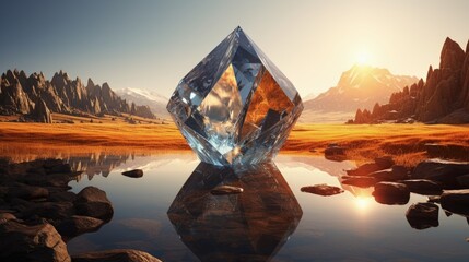 Valuation vision visualizes value opportunities as a diamond reflection - obrazy, fototapety, plakaty