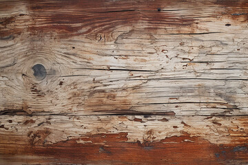 texture of old, damaged cracked wood bleached with white paint with knots, generative AI - obrazy, fototapety, plakaty