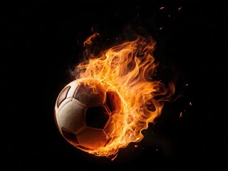Fototapeta premium illustration red cricket ball on fire on dark background Gererative ai