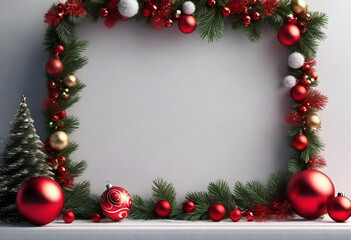christmas background with baubles and frame
