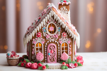 gingerbread house with christmas decorations