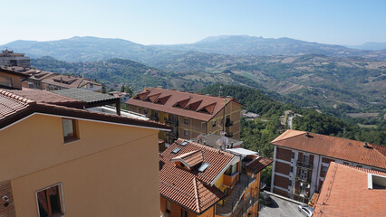 San Marino city view. Stone street and old walls in San-Marino, Italy.