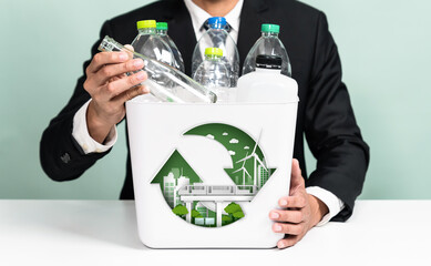 Eco friendly business with ESG commitment to make greener campaign with corporate recycling and...