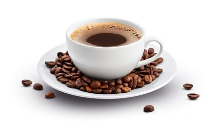 Obraz premium White cup of coffee isolated