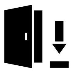 door and down arrow glyph icon