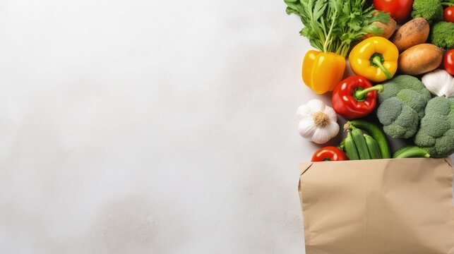 Sustainable lifestyle organic produce in reusable bags top view