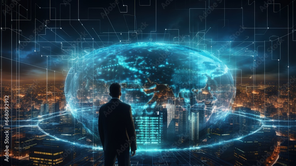 Aufkleber Tech background for data exchange software development cloud computing global BI network data analysis and internet programming team