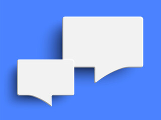 White empty speech bubble on blue background