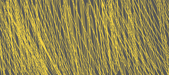 Abstract background drawn with pencil. Yellow doodles and stroke on grey background