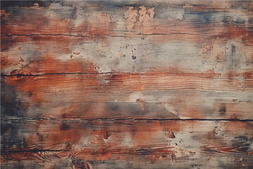 texture of old destroyed cracked wooden boards with knots painted with old colorful cracked paint