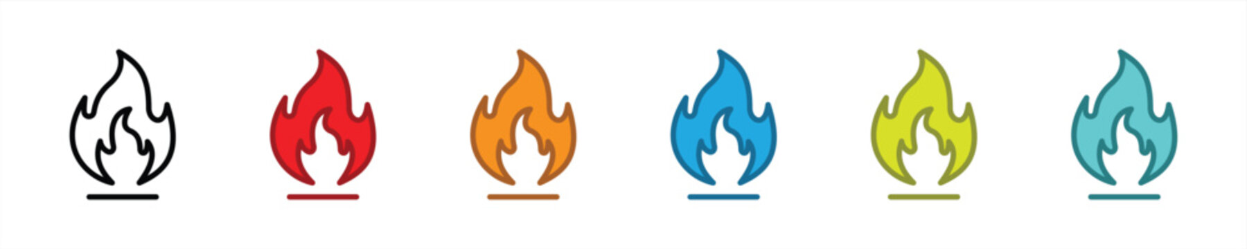 fire icon set. flame icon colorful sign symbol collections, vector illustration