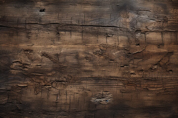 texture of old dark cracked wood with knots, generative AI - obrazy, fototapety, plakaty