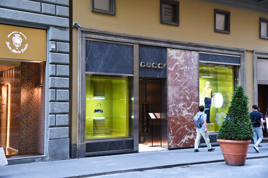 Florence, Italy. September 17, 2023.Luxury stores in the old center of Florence.