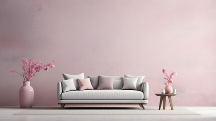 Contemporary Blush: Subtle touch of femininity Home Interior Backdrop, Mockup Style, Template