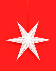 Obraz premium Star modern Christmas background holiday decorated white ornament red background 3d illustration render digital rendering