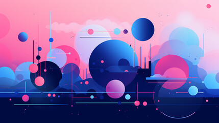 Futuristic Techscape: Abstract Pink, blue, Purple and Black Background with Flat Design, Ideal for illustrations, High-tech visuals, Contemporary flat design