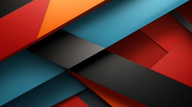 Futuristic Techscape: Abstract Red, Orange, Yellow, Blue and Black Background with Flat Design, Ideal for illustrations, High-tech visuals, Contemporary flat design