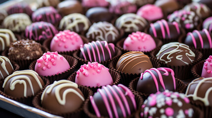 Obraz premium Beautiful Chocolate Closeup, Happy Valentine's Day