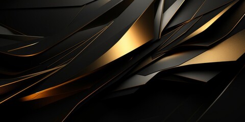 3D abstract wallpaper. Three-dimensional dark golden and black background. Black and gold background. generative ai. golden wallpaper, Generative AI