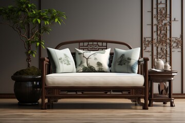 Asian style single sofa in living room by Zen Chinese