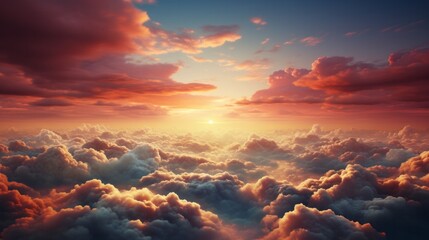 Photo of clouds at high altitude with a view of the sun - obrazy, fototapety, plakaty