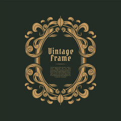 Baroque Ornament Vintage Frame Illustration - obrazy, fototapety, plakaty