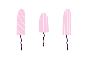 A set of tampons of different shapes and sizes. types of tampons. vector illustration in flat style.