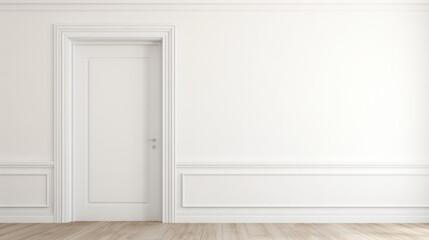 White interior with a door wall and bedroom