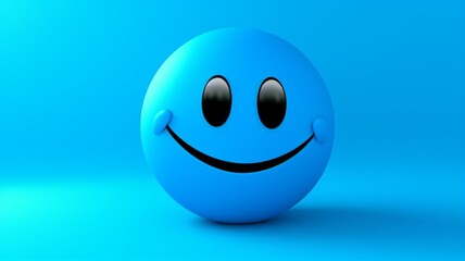 Blue realistic emoticon smiley face vector illustration image Ai generated art