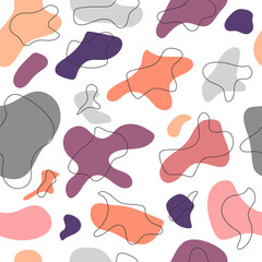 Fototapeta na wymiar Seamless abstract pattern of organic shapes in modern colors for textures, textiles, and simple backgrounds
