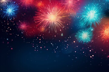 Fototapeta na wymiar Abstract mix colored firework background with copy space, generative ai