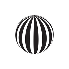 Obraz premium Abstract globe striped ball, 3d style striped globe icon effect vector