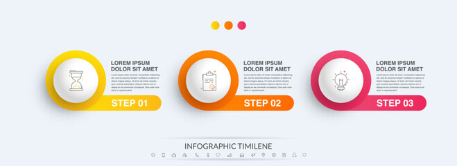 Circle vector infographic template with three steps and options for annual reports, presentations, advertising, chart. Modern business illustration.