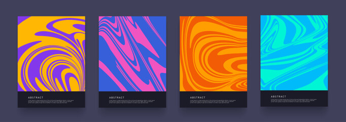 Background Creative 3d Covers with Liquid Wavy Textures. Trendy Abstract Pattern for Poster, Corporate Identity, Branding, Social Media Advertising, Promo. Modern  Psychedelic Summer Layouts.