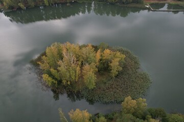 An island on a lake in Poland