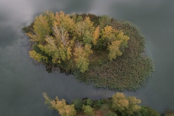 An island on a lake in Poland