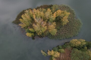 An island on a lake in Poland
