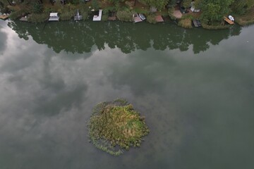 An island on a lake in Poland