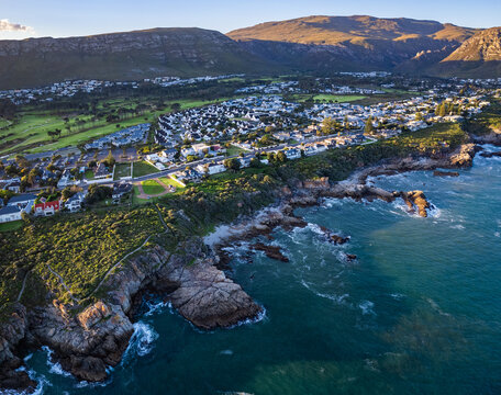 Aerial view of Hermanus coast, in Western Cape, South Africa
