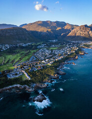 Aerial view of Hermanus coast, in Western Cape, South Africa