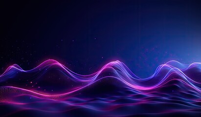 Blue and purple waves and lines presenting data visualization, futuristic space aesthetic, created with AI