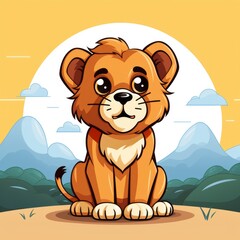 Lion ConfusedIcon,Cartoon Illustration, For Printing
