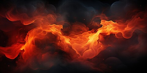 Black red abstract background. Toned fiery red sky. Flame and smoke effect. Fire background with space for design