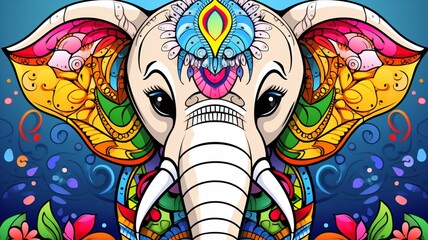 Coloring page mandala elephant animal style illustration picture Ai generated art